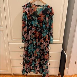 Zara Multicolor Floral Long Sleeve Dress
